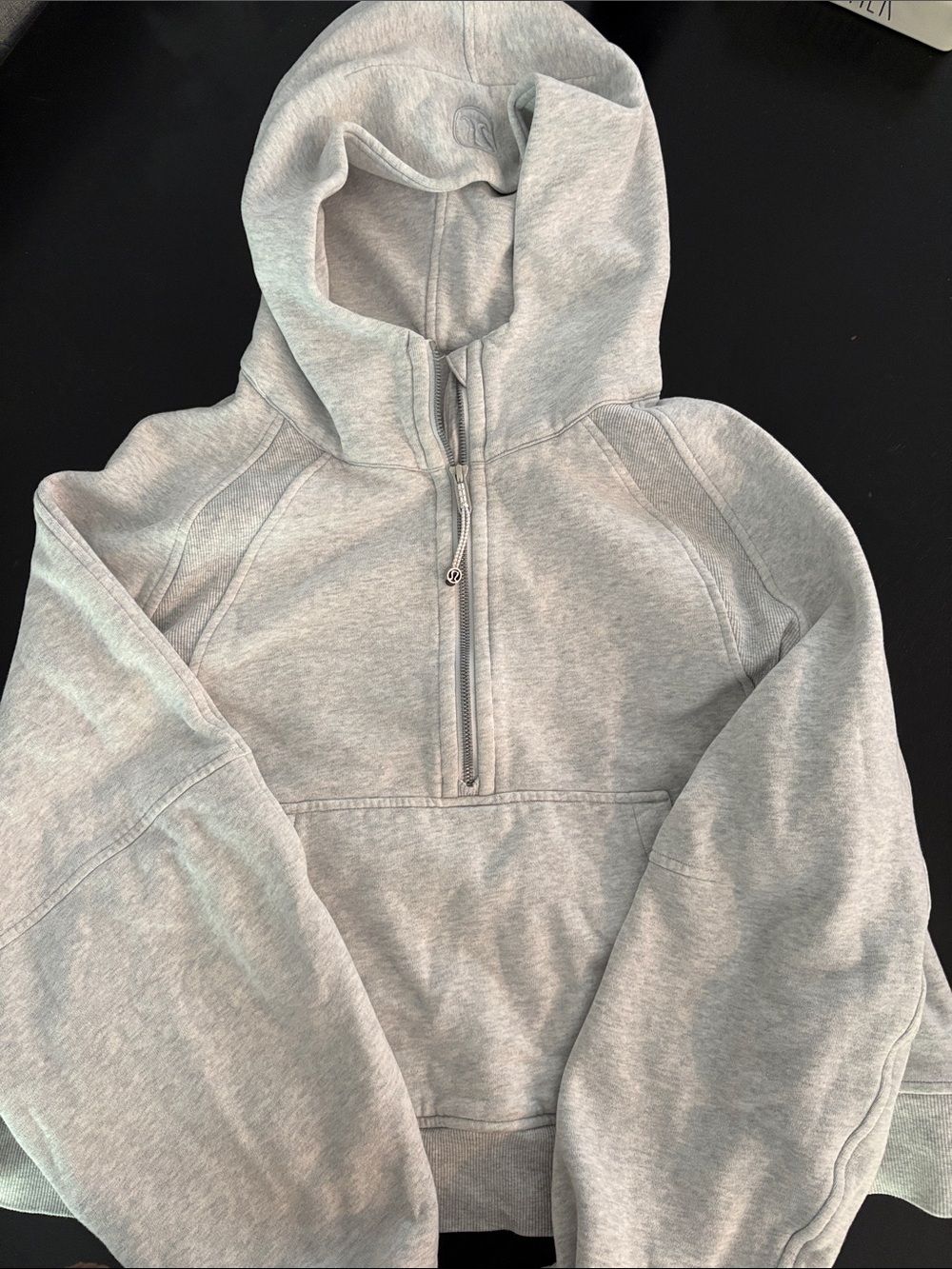 lululemon athletica Light Gray Half-Zip Hooded Sweatshirt XL/XXL